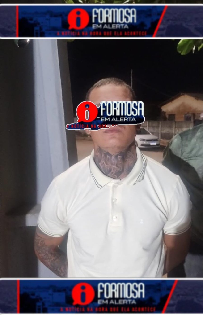 Polícia militar prende em flagrante indivíduo que assaltou posto de combustível em Formosa Goiás.