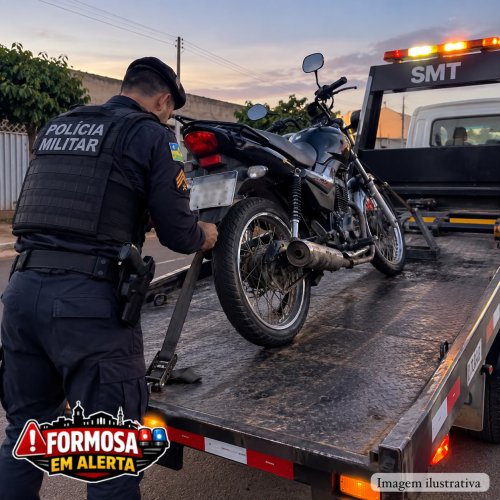 MOTOCICLETA COM ESCAPAMENTO IRREGULAR É REMOVIDA NO JARDIM PLANALTO
