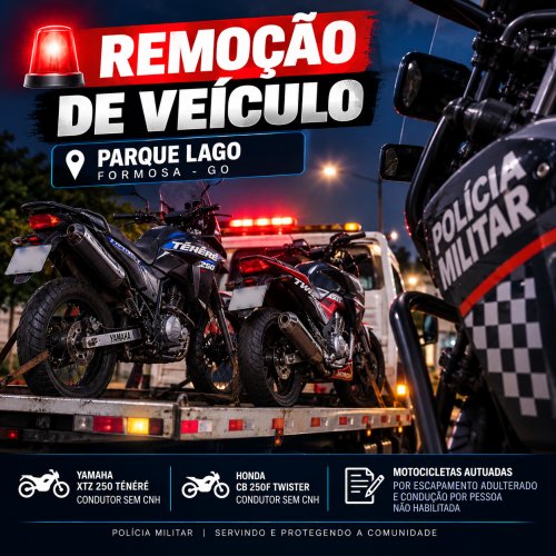 DUAS MOTOCICLETAS SÃO REMOVIDAS DURANTE ABORDAGEM NO PARQUE LAGO, EM FORMOSA