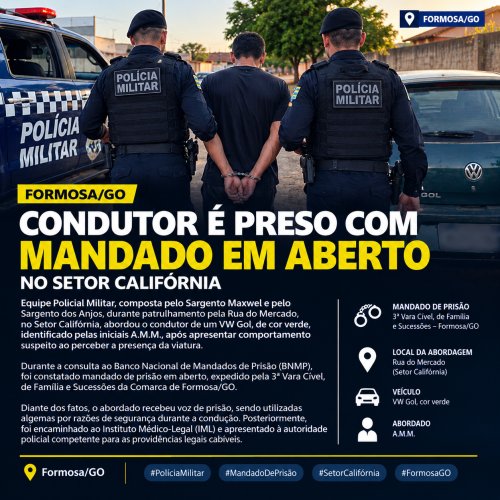 HOMEM É CONDUZIDO À DELEGACIA APÓS DENÚNCIAS DE AMEAÇAS NO SETOR CENTRAL, EM FORMOSA