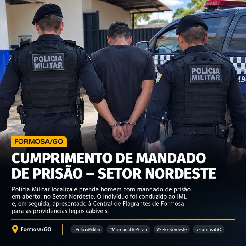 HOMEM É PRESO APÓS POLÍCIA MILITAR CUMPRIR MANDADO NO SETOR NORDESTE, EM FORMOSA